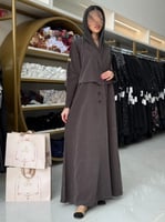 عباية تارا بقماش حرير مغسول مزين بازره بني