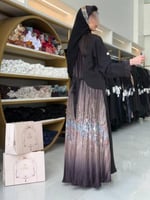 عباية شيهانه بقماش حرير كوري مع كسرات مورده بني