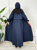 عباية اميمه ا بقماش كتان واقف كحلي