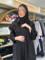 عباية اسيله بقماش كريب الاناقة تدخيلات جاكار موف