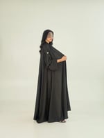 عباية شريهان بقماش كريب مغربي دبل كلوش زيتي