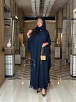 عباية لونيا بقماش انترنت كويتي تخريم كمبيوتر كحلي