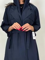 عباية اميمه ا بقماش كتان واقف كحلي