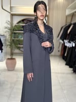 عباية إيليف بقماش كربب باربي تركي رمادي ( طقم ثلاث...