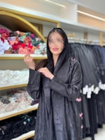 عباية غزل بقماش لنن مغسول اسود