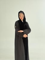 عباية ريماس بقماش مخمل كوري تدخيلات روكاما بني