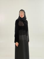 بليزر | عباية لولوه بقماش مخمل كوري بشك اسود