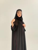 عباية امثال بقماش انترنت بتطريز عنابي