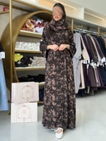 عباية خوخا بقماش شيفون برسم مبطن 3