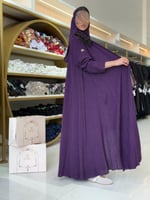 عباية سدن بقماش لنن هندي مقلم بنفسجي