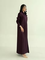 عباية غدي بقصة بليزر بقماش كريب باربي برغندي