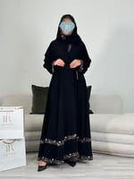 عباية الهنوف ا قماش ملكي تطريز بني