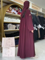 عباية جوانا بقماش كريب اوكراني مطرز عنابي