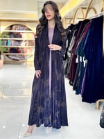 عباية هوازن بقماش مخمل كوري لافندر طباعه ذهبي ( ال...