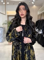 عباية الفاتنه بقماش شيفون مخمل ياباني اسود ذهبي 2