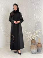 عباية ربى بقماش كريب الاناقة تدخيلات جاكار مخطط اس...