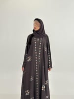 عباية الين بقماش كريب اوكراني بتطريز نود