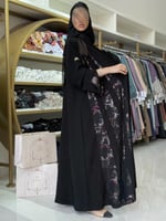 عباية جمانه بقماش كريب الابداع تدخيلات حرير ملون