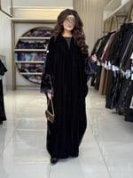 عباية أجواد بقماش مخمل كوري مع شيفون موف 1