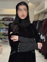 عباية هيم بقماش مخمل كوري طبقات بكلفه زيتي