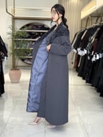 عباية إيليف بقماش كربب باربي تركي رمادي ( طقم ثلاث...