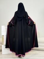 عباية ريفان ا بقماش كريب الاناقة تطريز وردي