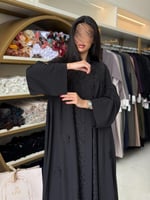 عباية جوانا بقماش كريب اوكراني مطرز اسود