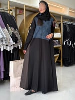 عباية سهام كريب الاناقة تدخيلات روكاما كحلي