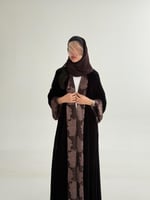 عباية ابريكا بقماش مخمل كوري دبل فيس بني