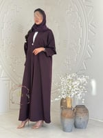 عباية اديم بقماش كريب باربي بنفسجي