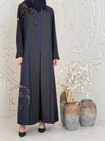 عباية سلا بقماش كريب باربي كحلي