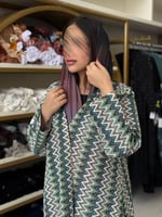 عباية نور بقماش شليشان ماتشاء تو فيس اخضر فاتح