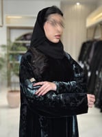 عباية تركيه بقماش مخمل كوري تدخيلات شيفون مخمل تيف...