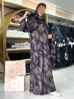 عباية نورهان حرير اوبل تو فيس اسود و كحلي