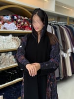 عباية ردون بقماش كريب الابداع تدخيلات شيفون ملون