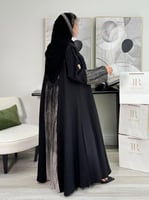 عباية زاد ا حرير مغسول كسرات لنن ترابي