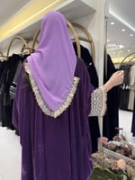 عباية زوينه بقماش مخمل كوري بكم مطرز حياكه يدويه م...