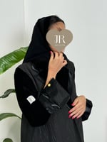 Winter collection ا عباية ميال جلد كم مخمل نقش٣