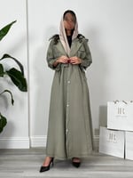 عباية اميمه ا بقماش كتان واقف اخضر