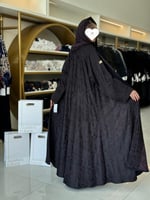 عباية روعه بقماش حرير مغسول مشجر تركي موف