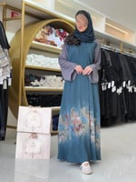 عباية نايله بقماش برنت كسرات بلاسيه اخضر