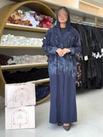 عباية بيلسان حرير كوري مطبع كحلي