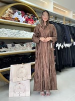 عباية غزل بقماش لنن مغسول بني فاتح