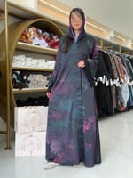 عباية رفاء بقماش حرير طبيعي بكم فرنسي برسم