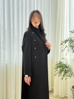 بليزر | عباية منيره بقماش كريب رموش ملكي مزين بورد...