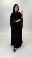 عباية الترف بقماش شيفون مخمل مبطن برسم دوائر
