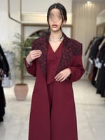 عباية إيليف بقماش كربب باربي تركي عنابي ( طقم ثلاث...