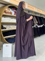 عباية زمرده بشت بقماش كريب احساس ناعم موف