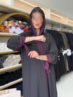 عباية اشواق بقماش كريب اوكراني ربطه بالكم عنابي