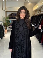 عباية وسن بقماش مخمل كوري بتخريم كمبيوتر